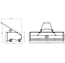 Dessin technique d''un chariot à cendres avec dimensions