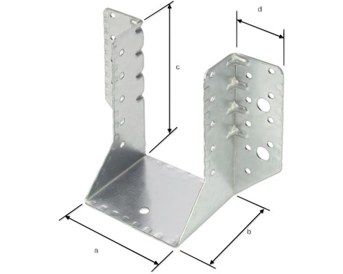 Trägerverbinder aus Metall mit Abmessungsangaben