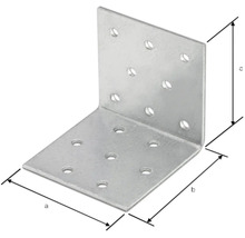 Winkelverbinder aus Metall mit Löchern und Maßangaben