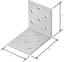 Winkelverbinder mit Löchern und den Maßen a, b und c