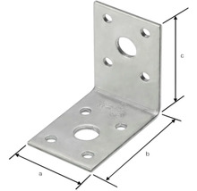 Winkelverbinder aus Metall mit Löchern und Maßangaben