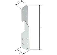 Abbildung eines verzinkten Holzverbinder mit Maßangaben