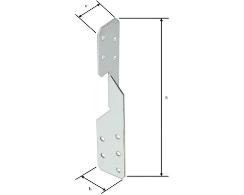 Abbildung eines verzinkten Holzverbinder mit Maßangaben