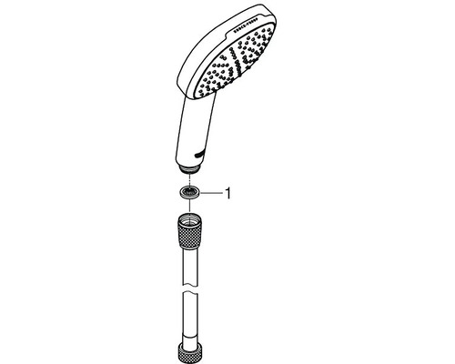 Handbrause mit Dichtung und Schlauchanschluss