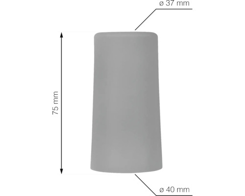 Image du produit avec dimensions : diamètre supérieur 37 millimètres, diamètre inférieur 40 millimètres, hauteur 75 millimètres.