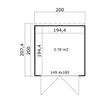 Plan d''un abri de jardin avec indications de dimensions