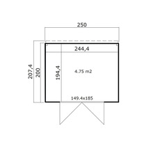Plan d''un cabanon de jardin avec indications de dimensions