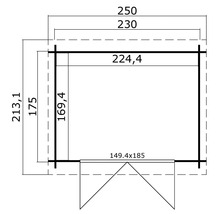 Plan d''un abri de jardin avec indications de dimensions