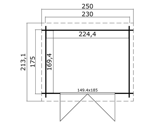 Plan d''un abri de jardin avec indications de mesure