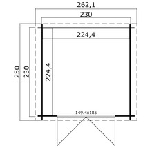 Grundriss eines Gartenhauses mit Maßangaben