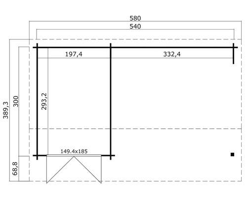 Grundrisszeichnung mit Maßangaben