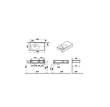 Technische Zeichnung eines Waschtisches mit Maßangaben