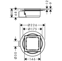 Schéma technique d''une bonde de sol avec indication des dimensions