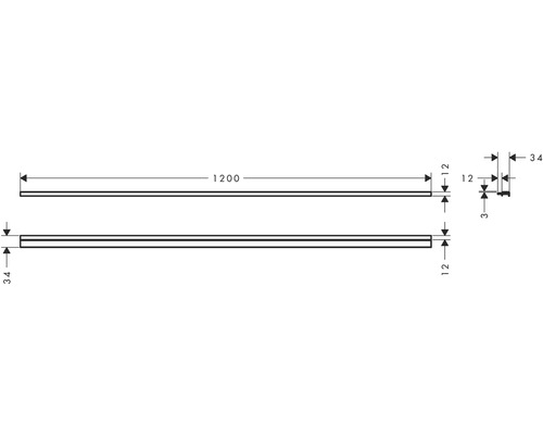 Schéma technique d''un profilé avec indications de dimensions.