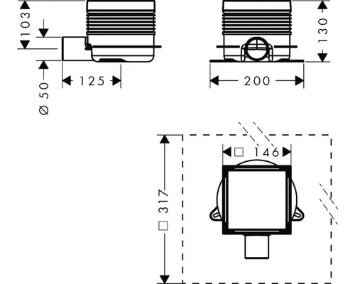 Dessin technique d''un drain avec dimensions