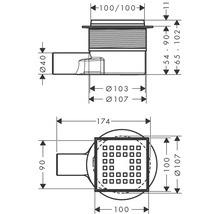 Schéma technique d''une évacuation de sol avec dimensions