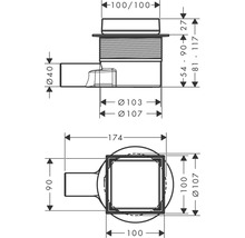 Schéma technique d''un drain avec indications de mesure