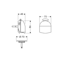 Schéma technique du bouchon de lavabo avec dimensions