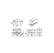 Zeichnung eines Waschtischs mit Maßen für die Badplanung