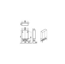 Technische Zeichnung eines Badezimmerschranks mit Maßen