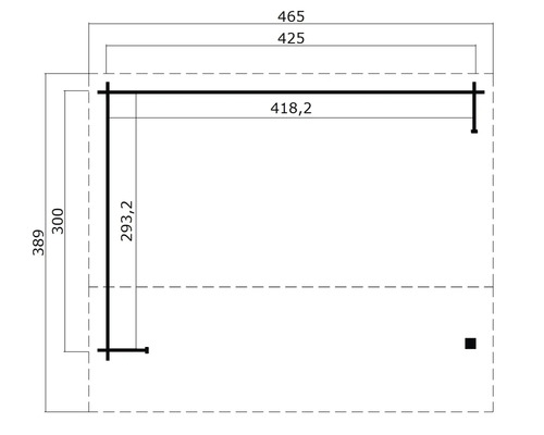 Schéma technique d''une remise de jardin avec dimensions