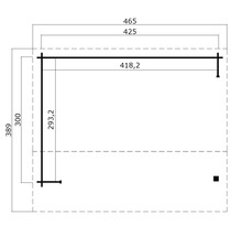 Dessin technique avec les dimensions d''un abri de jardin