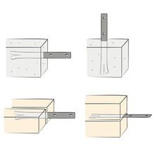 Illustrations de différentes méthodes de fixation pour les douilles d''ancrage dans le béton et le bois