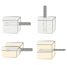 Illustration d''une fixation d''ancrage dans le béton et le bois