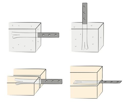 Illustration d''une fixation d''ancrage dans le béton et le bois