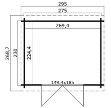 Dessin technique d''un abri de jardin avec dimensions