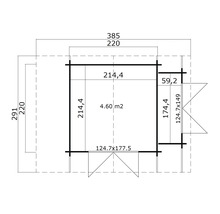 Grundriss eines Gartenhauses mit Massangaben