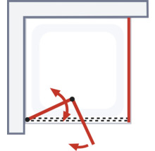 Illustration de la fonction pivotante d''une cabine de douche