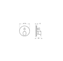 Schéma technique d''un robinet encastré avec indication des dimensions