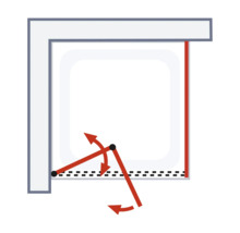 Illustration de l''amplitude de pivotement d''une paroi de douche