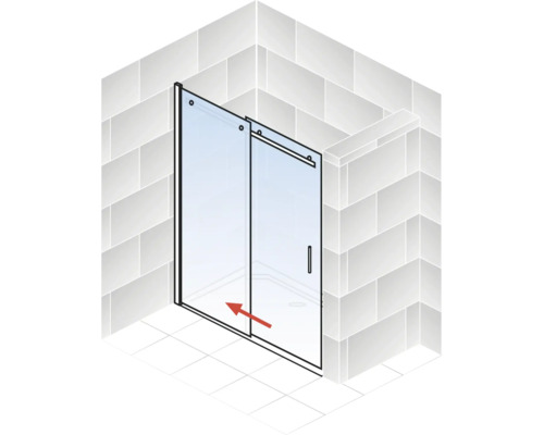 Illustration d''une cabine de douche avec porte coulissante
