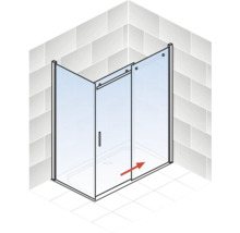 Douche d''angle avec porte coulissante en verre