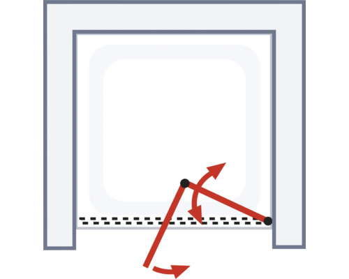 Illustration d''un mouvement de porte de garage avec des flèches rouges indiquant le mouvement de rotation