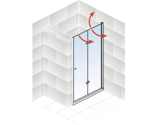 Illustration d''une cabine de douche avec des flèches indiquant la fonction de ventilation