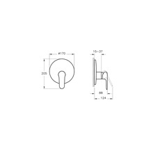 Dessin technique d''un robinet de salle de bain avec dimensions