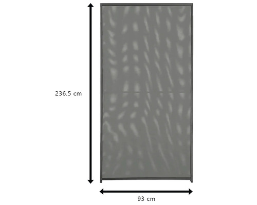 Moustiquaire coulissante avec des dimensions de 236,5 cm de hauteur et 93 cm de largeur.
