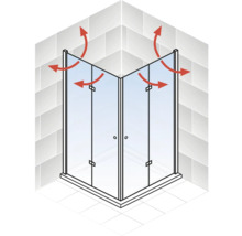 Illustration d''une douche d''angle avec des flèches indiquant la circulation de l''air