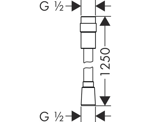 Technische Zeichnung eines Sanitäranschlusses mit Größenangaben