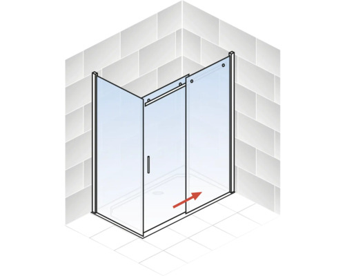 Douche d''angle avec porte coulissante