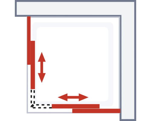 Illustration d''une cabine de douche avec des flèches directionnelles pour illustrer les proportions