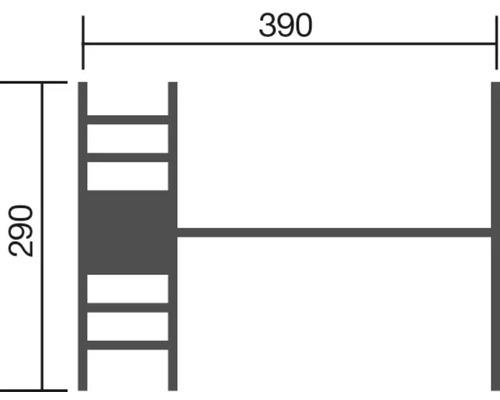 Technische Zeichnung mit Maßangaben 390 und 290