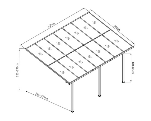 Dessin technique d''un toit de terrasse avec dimensions