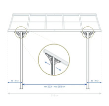 Schéma technique d''un toit de terrasse avec dimensions