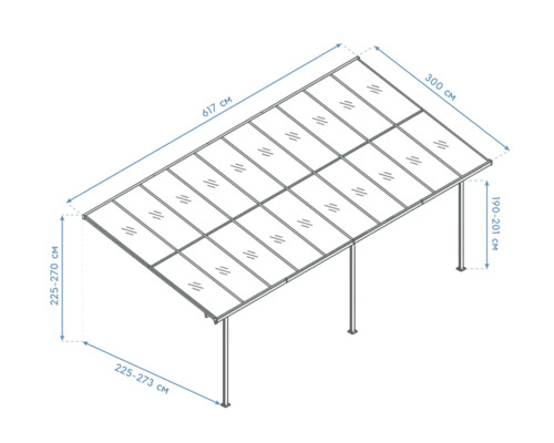 Schéma technique d''un toit de terrasse avec dimensions