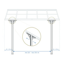Schéma d''un toit de terrasse avec indications de taille