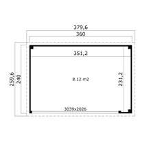 Plan technique d'un abri de jardin avec dimensions